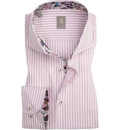 Jacques Britt Hemd Roma Mix 463010/40 Slim Fit, Baumwolle, Rosa-weiß gestreift, Rosa