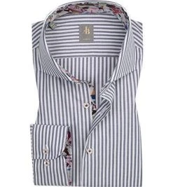 Jacques Britt Hemd Roma Mix 463010/16 Slim Fit, Baumwolle, Blau-weiß gestreift, Blau