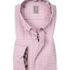 Jacques Britt Hemd Treviso Mix 463020/40 Slim Fit, Baumwolle, Rosa kariert, Rosa