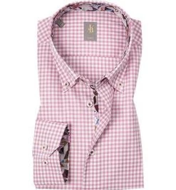 Jacques Britt Hemd Treviso Mix 463020/40 Slim Fit, Baumwolle, Rosa kariert, Rosa