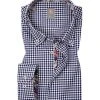 Jacques Britt Hemd Treviso Mix 463020/16 Slim Fit, Baumwolle, Navy kariert, Blau