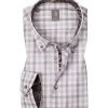 Jacques Britt Hemd Treviso Mix 463040/24 Slim Fit, Baumwolle, Hellbraun kariert, Braun