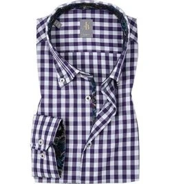Jacques Britt Hemd Treviso Mix 463200/85 Slim Fit, Baumwolle, Violett kariert, Lila