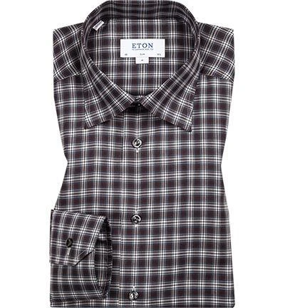 ETON Hemd 3987/61511/37 Slim Fit, Twill, Schwarz-petrol kariert, Weiss-braun 1 ETON Hemd 3987/61511/37 Slim Fit, Twill, Schwarz-petrol kariert, Weiss-braun