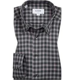 ETON Hemd 3987/61511/67 Slim Fit, Twill, Grau-blau kariert, Grün