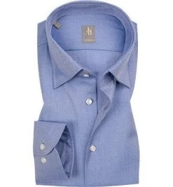 Jacques Britt Hemd Messina 433250/13 Custom Fit, Popeline, Blau gemustert, Blau
