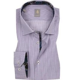 Jacques Britt Hemd Como Mix 433111/85 Custom Fit, Popeline, Violett gestreift, Lila