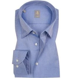 Jacques Britt Hemd Messina 463250/13 Slim Fit, Popeline, Blau gemustert, Blau