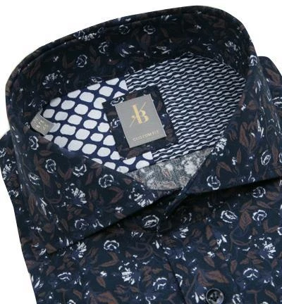 Jacques Britt Hemd Roma 2 Mix 433370/19 Custom Fit, Popeline, Navy gemustert, Dunkelblau 2 Jacques Britt Hemd Roma 2 Mix 433370/19 Custom Fit, Popeline, Navy gemustert, Dunkelblau – Bild 2
