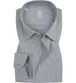 Jacques Britt Hemd Messina 463420/39 Slim Fit, Popeline, Schwarz gemustert, Pepita