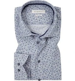 bugatti Hemd 9951/28512/240 Modern Fit, Twill, Blau gemustert, Blau-weiß