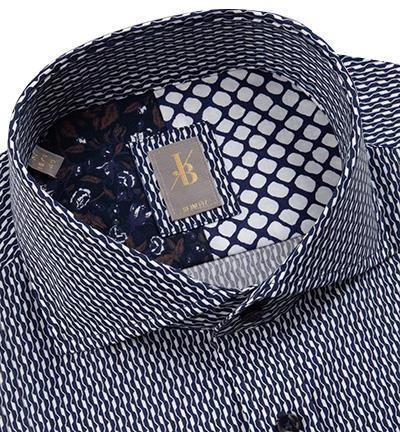 Jacques Britt Hemd Roma 2 Mix 463350/18 Slim Fit, Popeline, Navy gemustert, Blau 2 Jacques Britt Hemd Roma 2 Mix 463350/18 Slim Fit, Popeline, Navy gemustert, Blau – Bild 2