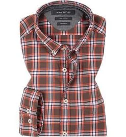 Marc O'Polo Hemd 829 7248 42326/M23 Shaped Fit, Twill, Orange kariert, Combo