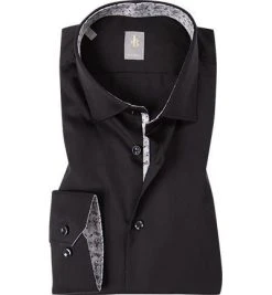 Jacques Britt Hemd Como Mix 433500/39 Custom Fit, Popeline, Schwarz