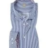 Jacques Britt Hemd Como Mix 463510/17 Custom Fit, Popeline, Weiß-dunkelblau gestreift, Blau