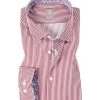 Jacques Britt Hemd Como Mix 433510/47 Custom Fit, Popeline, Weiß-dunkelrot gestreift, Rot