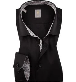 Jacques Britt Hemd Como Mix 463500/39 Slim Fit, Popeline, Schwarz