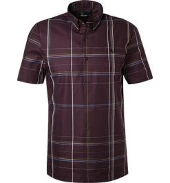 Fred Perry Hemd M4537/G21 Kurzarmhemd, Baumwolle, Aubergine kariert, Mahagoni