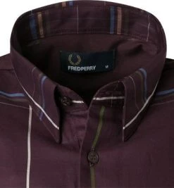 Fred Perry Hemd M4537/G21 Kurzarmhemd, Baumwolle, Aubergine kariert, Mahagoni -hemdenverkauf 306128 norm3