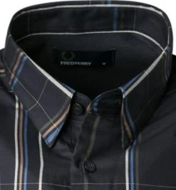 Fred Perry Hemd M4537/608 Kurzarmhemd, Baumwolle, Dunkelblau kariert, Blau -hemdenverkauf 306129 norm3