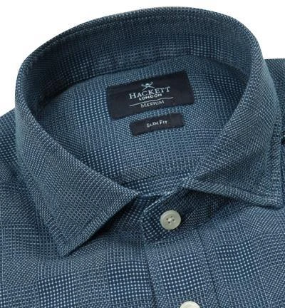 HACKETT Hemd HM306710/000 Slim Fit, Baumwolle, Blau gemustert, Jeansblau 2 HACKETT Hemd HM306710/000 Slim Fit, Baumwolle, Blau gemustert, Jeansblau – Bild 2