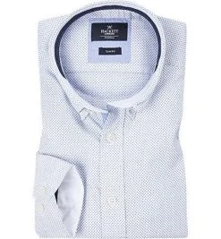 HACKETT Hemd HM306720/5BM Slim Fit, Baumwolle, Weiß-blau gemustert, Hellblau-weiß