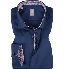 Jacques Britt Hemd Como Mix 463500/18 Slim Fit, Popeline, Blau, Dunkelblau