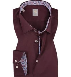 Jacques Britt Hemd Como Mix 463500/48 Slim Fit, Popeline, Dunkelrot, Bordeaux