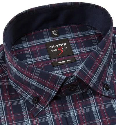 OLYMP Level Five Body Fit 2039/24/38 Hemd, Popeline, Blau-bordeaux kariert, Chianti 2 OLYMP Level Five Body Fit 2039/24/38 Hemd, Popeline, Blau-bordeaux kariert, Chianti – Bild 2