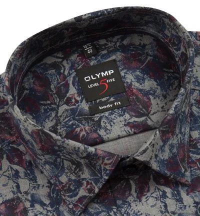 OLYMP Level Five Body Fit 69EL 2003/29/38 Hemd, Popeline, Extra langer Arm, Grau-dunkelrot gemustert, Chianti 2 OLYMP Level Five Body Fit 69EL 2003/29/38 Hemd, Popeline, Extra langer Arm, Grau-dunkelrot gemustert, Chianti – Bild 2
