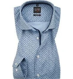 OLYMP Level Five Body Fit 2043/24/18 Hemd, Baumwolle, Hellblau gemustert, Marine