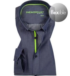 Venti Sneakershirt 183116400/100 Hemd, Modern Fit, Baumwoll-Stretch, Denim, Dunkelblau