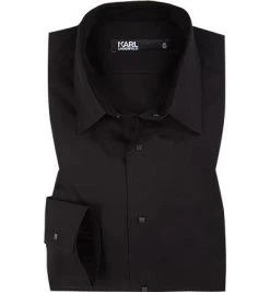 KARL LAGERFELD Hemd 605000/61/500699/990 Modern Fit, Popeline, Schwarz