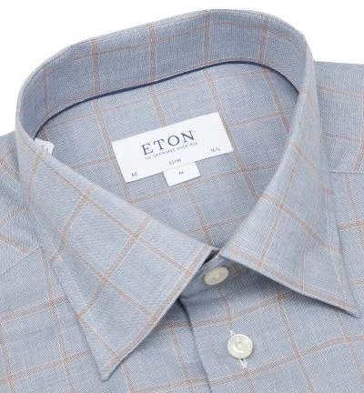 ETON Hemd 3514/61511/27 Slim Fit, Twill, Rauchblau-hellbraun kariert, Graublau 2 ETON Hemd 3514/61511/27 Slim Fit, Twill, Rauchblau-hellbraun kariert, Graublau – Bild 2