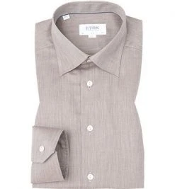 ETON Hemd 3991/61511/34 Slim Fit, Twill, Hellbraun, Braun