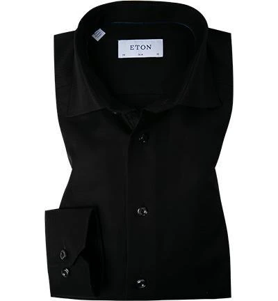 ETON Slim Fit 3100/79511/18 Hemd, Twill, Schwarz 2 ETON Slim Fit 3100/79511/18 Hemd, Twill, Schwarz – Bild 2