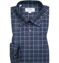 ETON Hemd 3554/61811/25 Super Slim Fit, Twill, Blau kariert, Blau