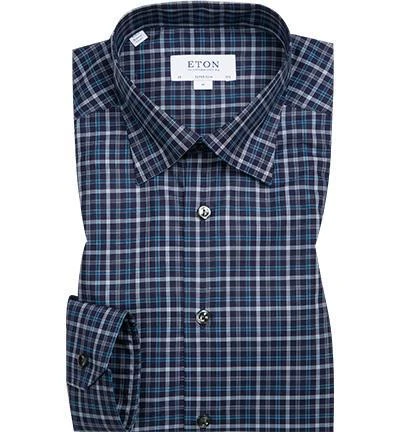 ETON Hemd 3554/61811/25 Super Slim Fit, Twill, Blau kariert, Blau 1 ETON Hemd 3554/61811/25 Super Slim Fit, Twill, Blau kariert, Blau
