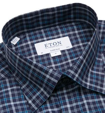 ETON Hemd 3554/61811/25 Super Slim Fit, Twill, Blau kariert, Blau 2 ETON Hemd 3554/61811/25 Super Slim Fit, Twill, Blau kariert, Blau – Bild 2