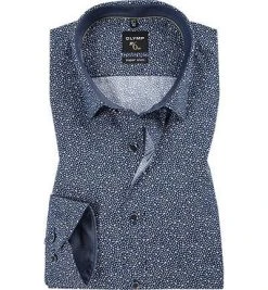 OLYMP No Six Super Slim 2546/34/18 Hemd, Super Slim Fit, Popeline, Dunkelblau gemustert, Marine