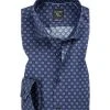 OLYMP No Six Super Slim 2536/34/18 Hemd, Super Slim Fit, Popeline, Marine gemustert, Marine