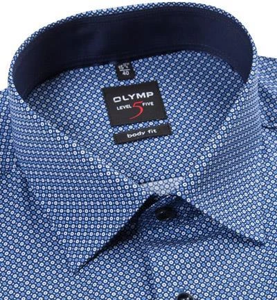 OLYMP Level Five Body Fit 69EL 2084/39/18 Hemd, Popeline, Extra langer Arm, Blau gemustert, Marine 2 OLYMP Level Five Body Fit 69EL 2084/39/18 Hemd, Popeline, Extra langer Arm, Blau gemustert, Marine – Bild 2