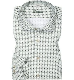 Stenströms Hemd 775901/7783/431 Slimline, Twill, Weiß-grün gemustert, Grün