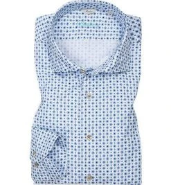 Stenströms Hemd 775901/7783/101 Slimline, Twill, Weiß-blau gemustert, Blau