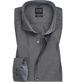 OLYMP Level Five Body Fit 0531/64/67 Hemd, Baumwoll-Stretch, Dunkelgrau gemustert, Anthrazit