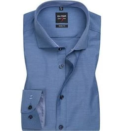 OLYMP Level Five Body Fit 0531/64/15 Hemd, Baumwoll-Stretch, Rauchblau gemustert, Indigo