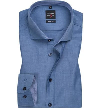 OLYMP Level Five Body Fit 0531/64/15 Hemd, Baumwoll-Stretch, Rauchblau gemustert, Indigo 1 OLYMP Level Five Body Fit 0531/64/15 Hemd, Baumwoll-Stretch, Rauchblau gemustert, Indigo