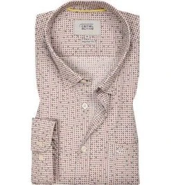 camel active Hemd Dan 115100/68 Regular Fit, Popeline, Orange gemustert, Orange