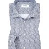 ETON Hemd 2085/79511/29 Slim Fit, Popeline, Weiß-dunkelblau gemustert, Marine-weiß