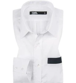 KARL LAGERFELD Hemd 605121/591699/690 Modern Fit, Twill, Weiß, Weiß-dunkelblau